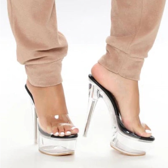 CHASE & CHLOE SERENITY-1 WOMEN'S CLEAR STILETTO HIGH HEEL PLATFORM pumps - Picture 3 of 12